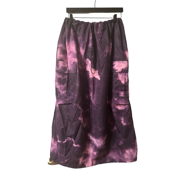 Shein Icon Plus Tie Dye Parachute Drawstring Cargo Skirt Purple & Pink 4X - Picture 2 of 11